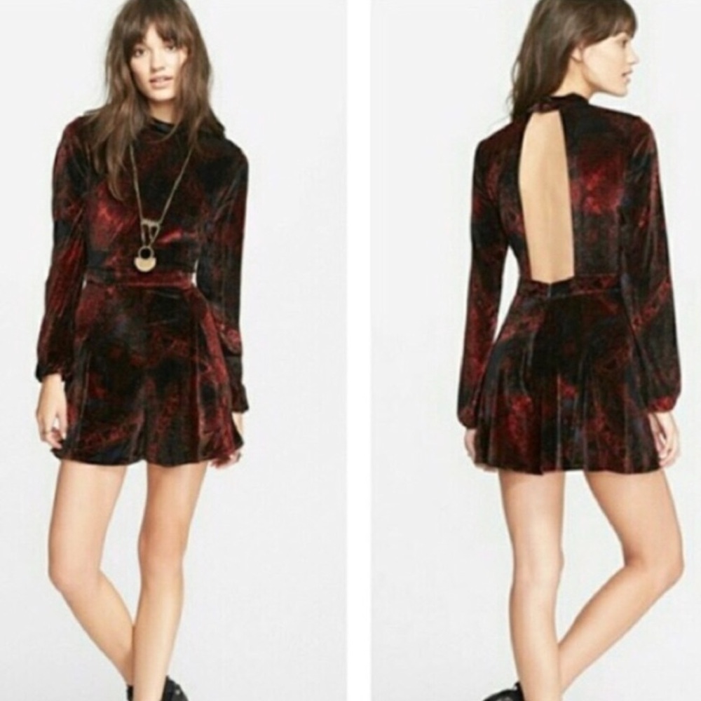 Free People Red Velvet Burnout Onyx Romper